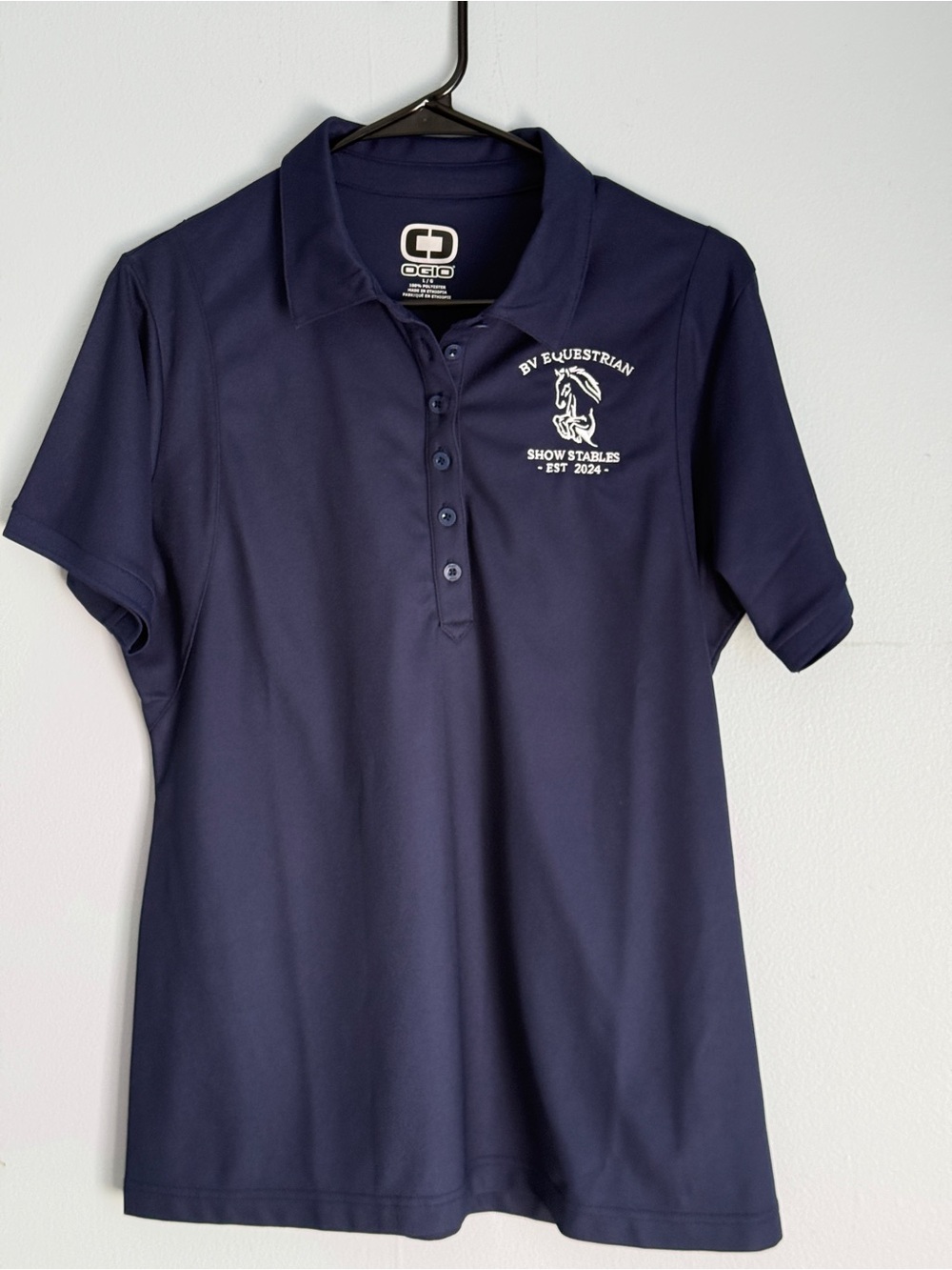 OGIO Navy Performance Polo with White Logo - Picture 1 of 3